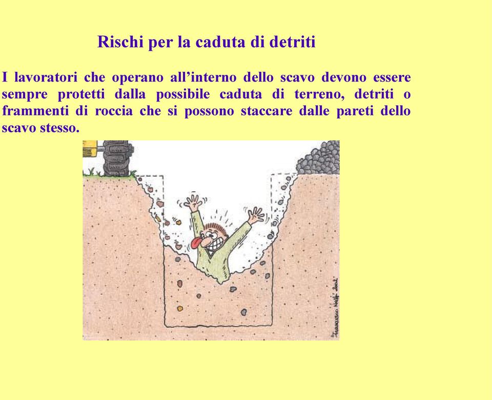 dalla possibile caduta di terreno, detriti o frammenti di