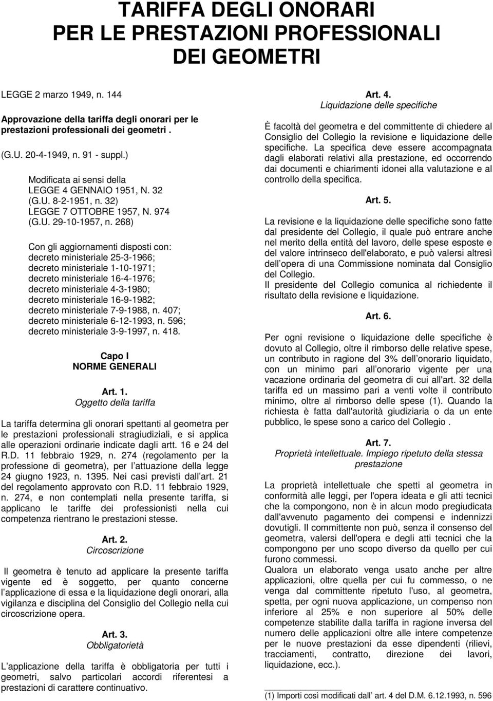 268) Con gli aggiornamenti disposti con: decreto ministeriale 25-3-1966; decreto ministeriale 1-10-1971; decreto ministeriale 16-4-1976; decreto ministeriale 4-3-1980; decreto ministeriale 16-9-1982;