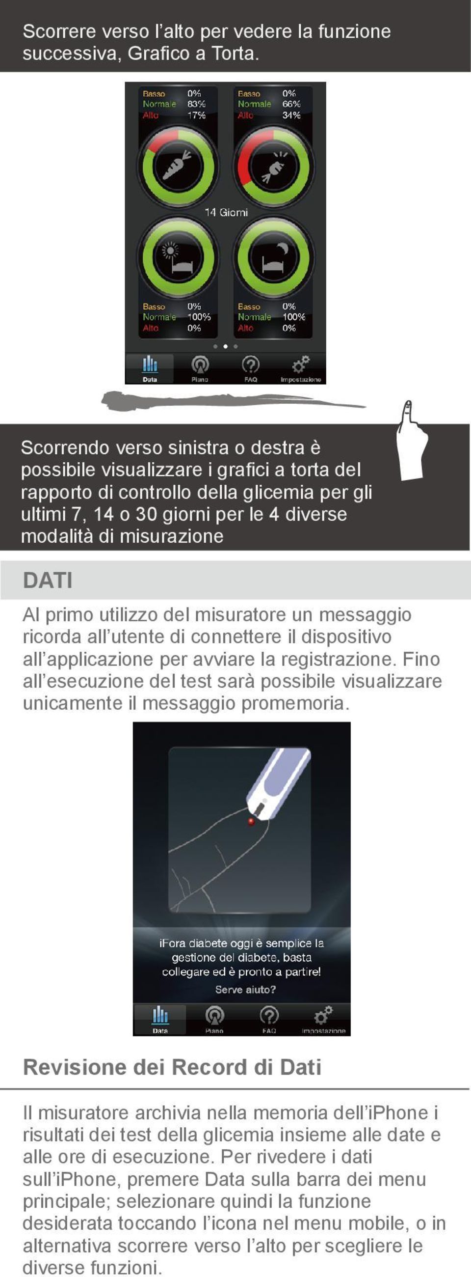 primo utilizzo del misuratore un messaggio ricorda all utente di connettere il dispositivo all applicazione per avviare la registrazione.