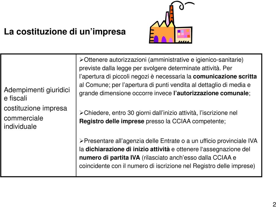 Per l apertura di piccoli negozi è necessaria la comunicazione scritta al Comune; per l apertura di punti vendita al dettaglio di media e grande dimensione occorre invece l autorizzazione comunale;