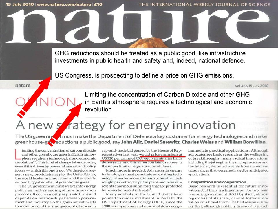 US Congress, is prospecting to define a price on GHG emissions.