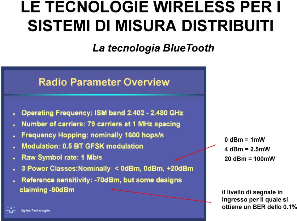 5mW 20 dbm = 100mW il livello di