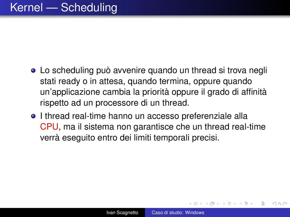 affinità rispetto ad un processore di un thread.