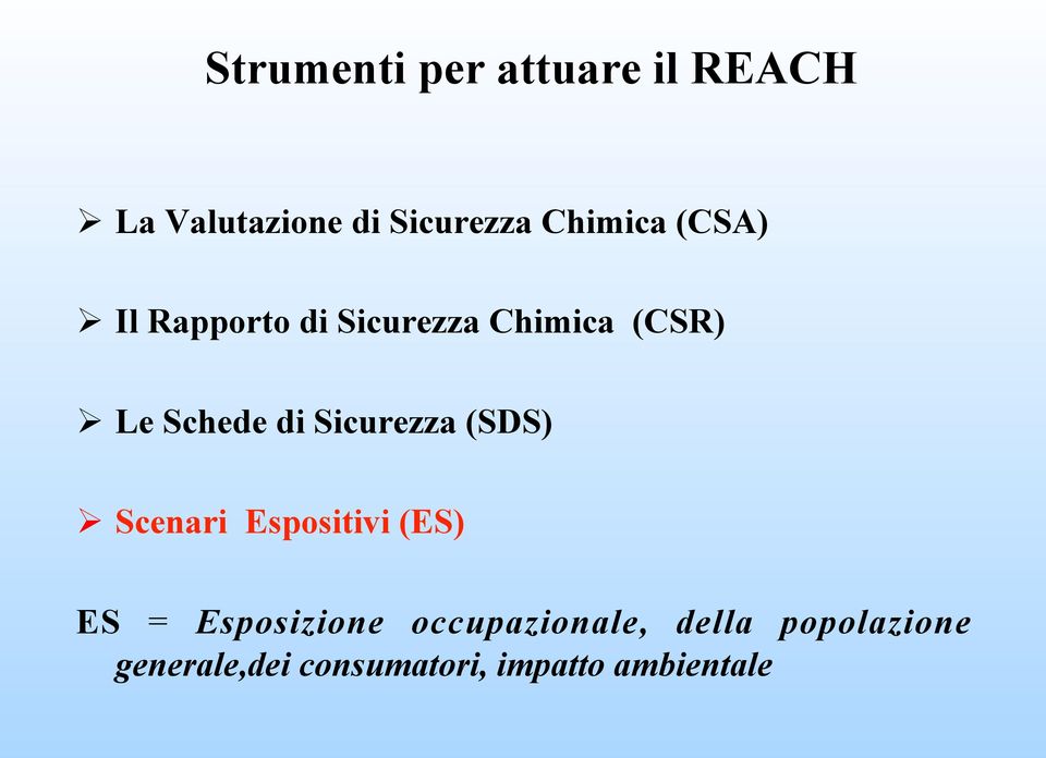 di Sicurezza (SDS) Ø Scenari Espositivi (ES) ES = Esposizione