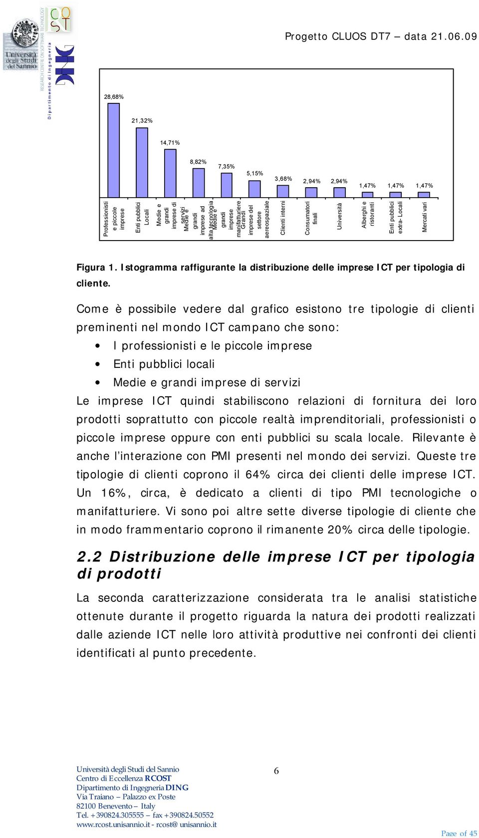 Figura 1. Istogramma raffigurante la distribuzione delle imprese ICT per tipologia di cliente.