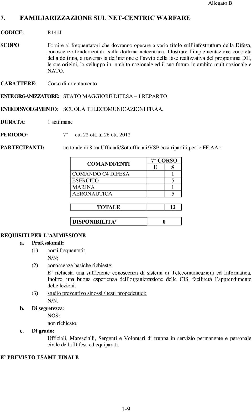 Illustrare l implementazione concreta della dottrina, attraverso la definizione e l avvio della fase realizzativa del programma DII, le sue origini, lo sviluppo in ambito nazionale ed il suo futuro