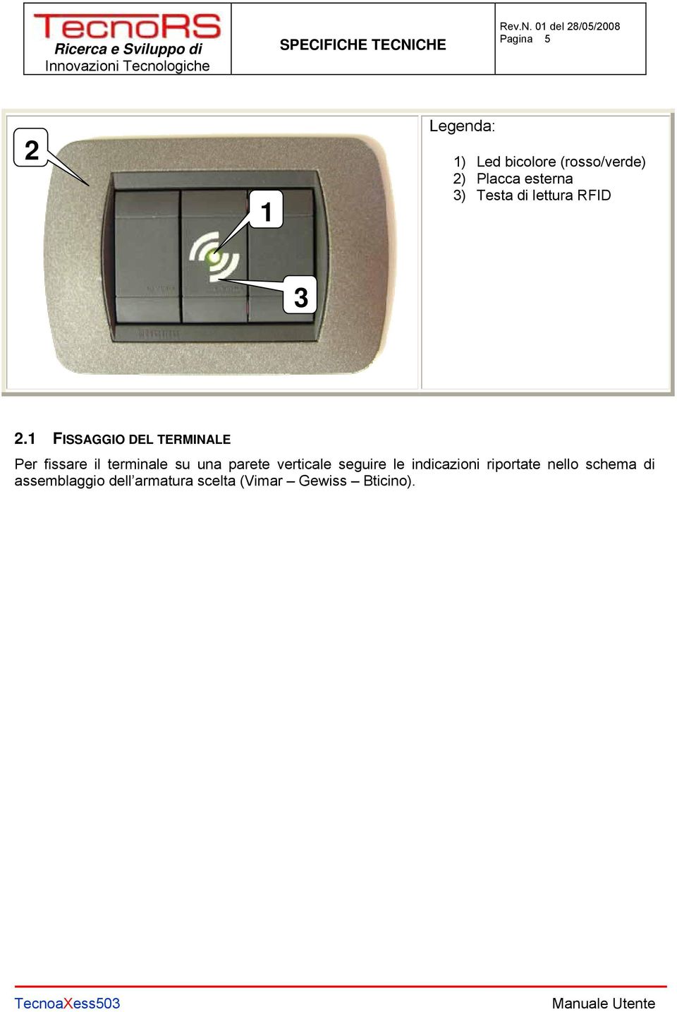 1 FISSAGGIO DEL TERMINALE Per fissare il terminale su una parete