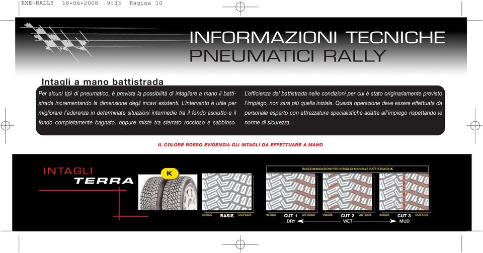 L intervento è utile per migliorare l aderenza in determinate situazioni intermedie tra il fondo asciutto e il fondo completamente bagnato, oppure miste tra sterrato roccioso e sabbioso.