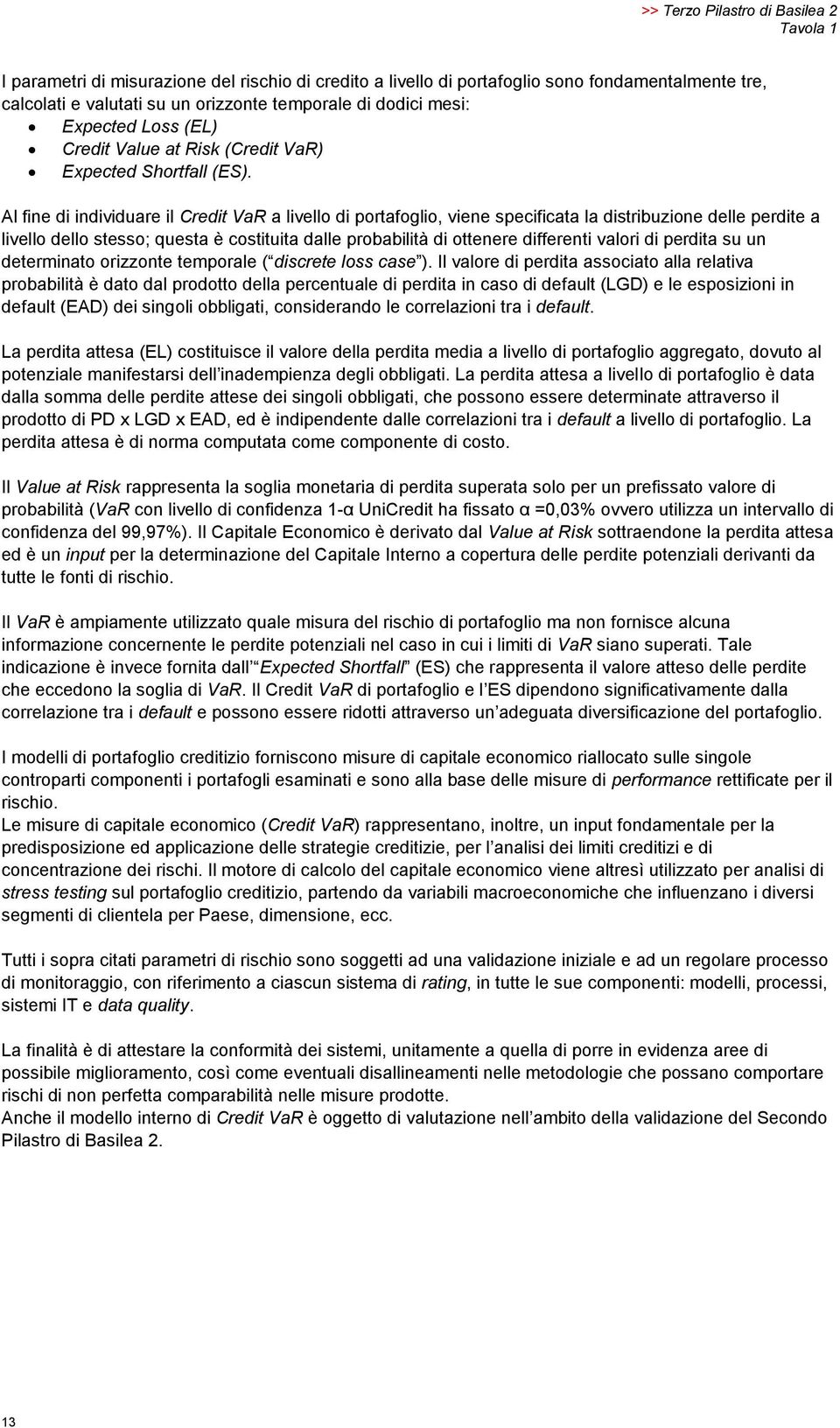 Al fine di individuare il Credit VaR a livello di portafoglio, viene specificata la distribuzione delle perdite a livello dello stesso; questa è costituita dalle probabilità di ottenere differenti