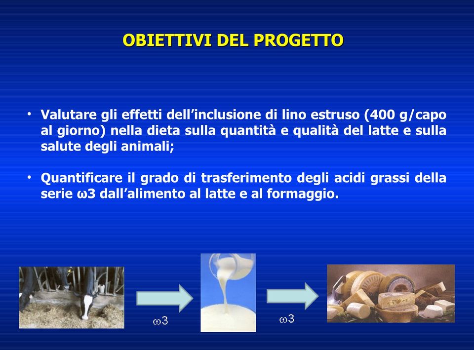 latte e sulla salute degli animali; Quantificare il grado di