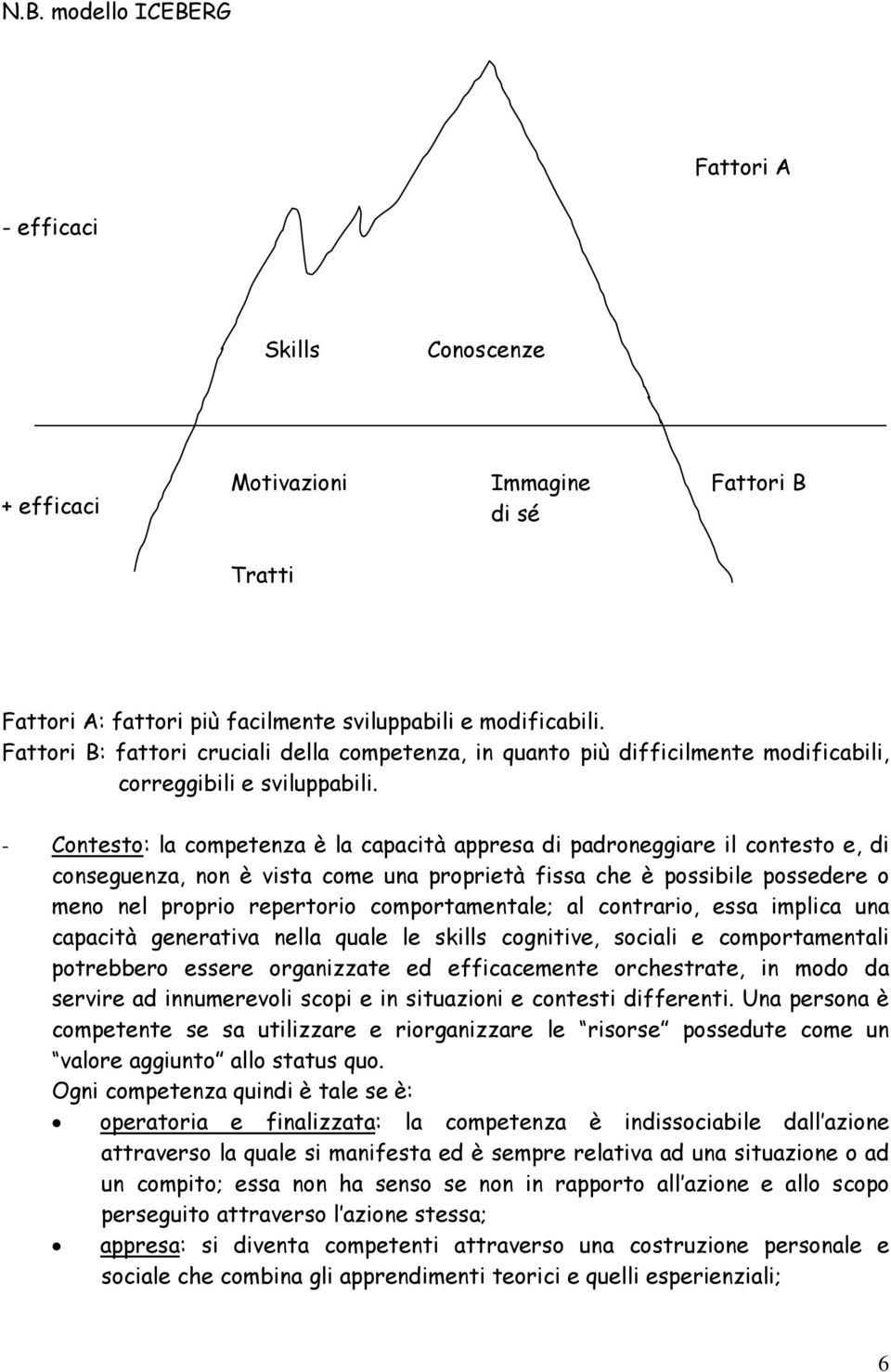 - Contesto: la competenza è la capacità appresa di padroneggiare il contesto e, di conseguenza, non è vista come una proprietà fissa che è possibile possedere o meno nel proprio repertorio