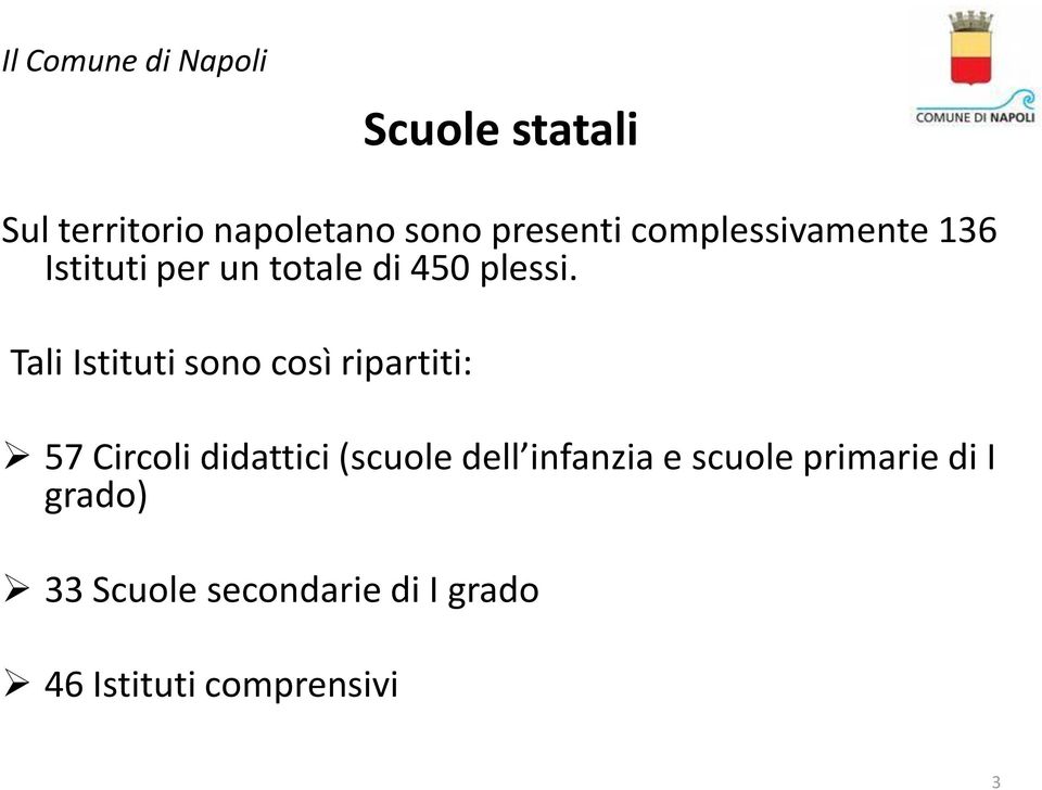 Tali Istituti sono così ripartiti: 57 Circoli didattici (scuole dell