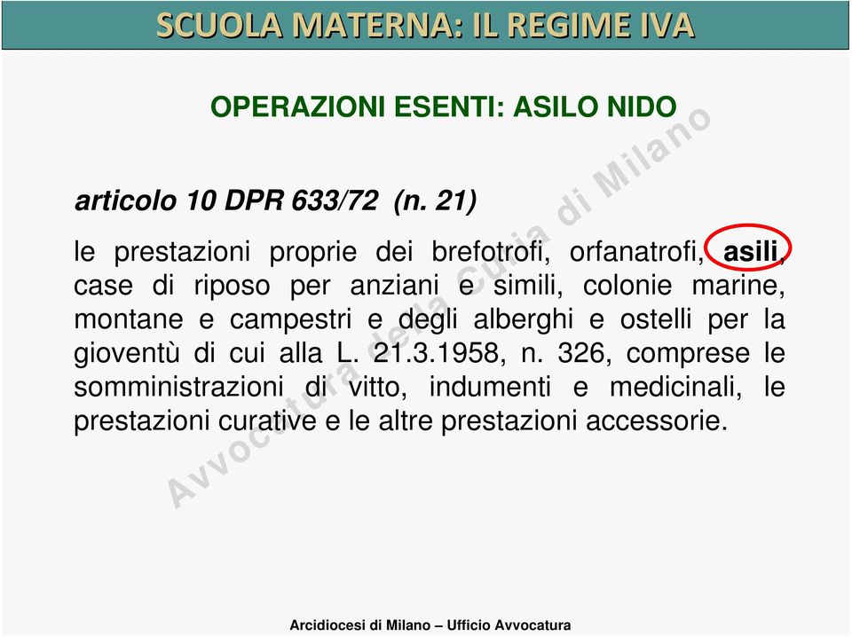 colonie marine, montane e campestri e degli alberghi e ostelli per la gioventù di cui alla L. 21.3.