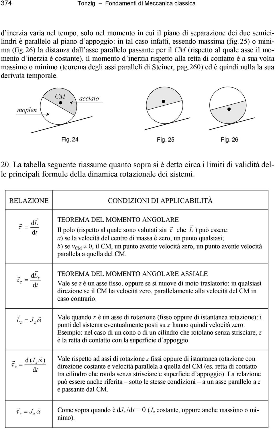 26) la distanza dall asse parallelo passante per il CM (rispetto al quale asse il momento d inerzia è costante), il momento d inerzia rispetto alla retta di contatto è a sua volta massimo o minimo