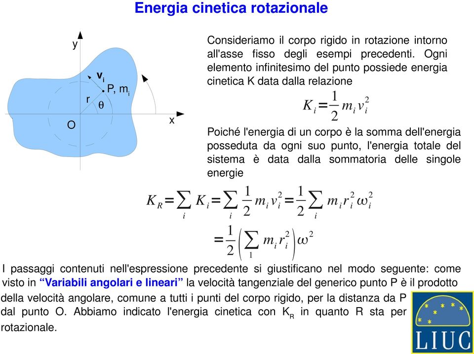 l'energa totale del sstema è data dalla sommatora delle sngole energe K = 1 2 m v 2 = 1 2 m r 2 2 = 1 2 1 m r 2 2 I passagg contenut nell'espressone precedente s gustfcano nel modo