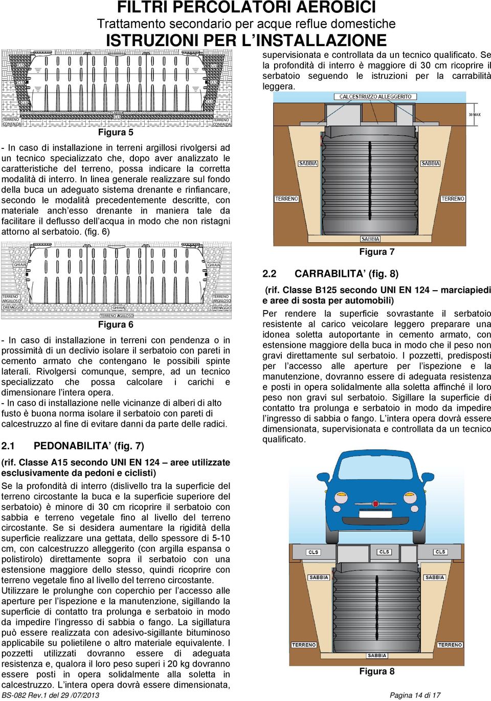 TERRENO CONFALDA SABBIA CLS Figura 5 TERRENO CONFALDA - In caso di installazione in terreni argillosi rivolgersi ad un tecnico specializzato che, dopo aver analizzato le caratteristiche del terreno,