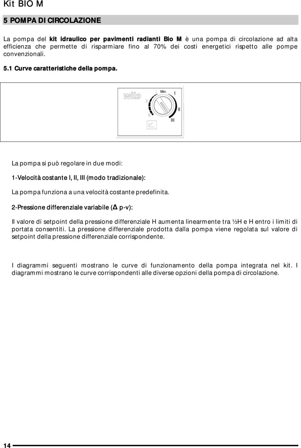 I II III La pompa si può regolare in due modi: 1-Velocità costante I, II, III (modo tradizionale): La pompa funziona a una velocità costante predefinita.