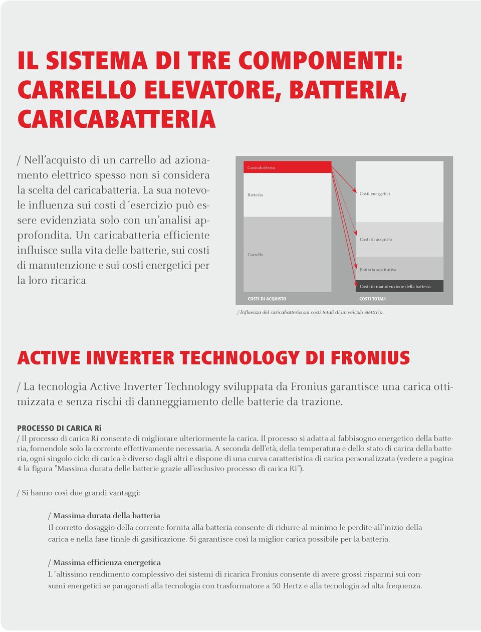 Un caricabatteria efficiente influisce sulla vita delle batterie, sui costi di manutenzione e sui costi energetici per la loro ricarica Caricabatteria Batteria Carrello COSTI DI ACQUISTO Costi