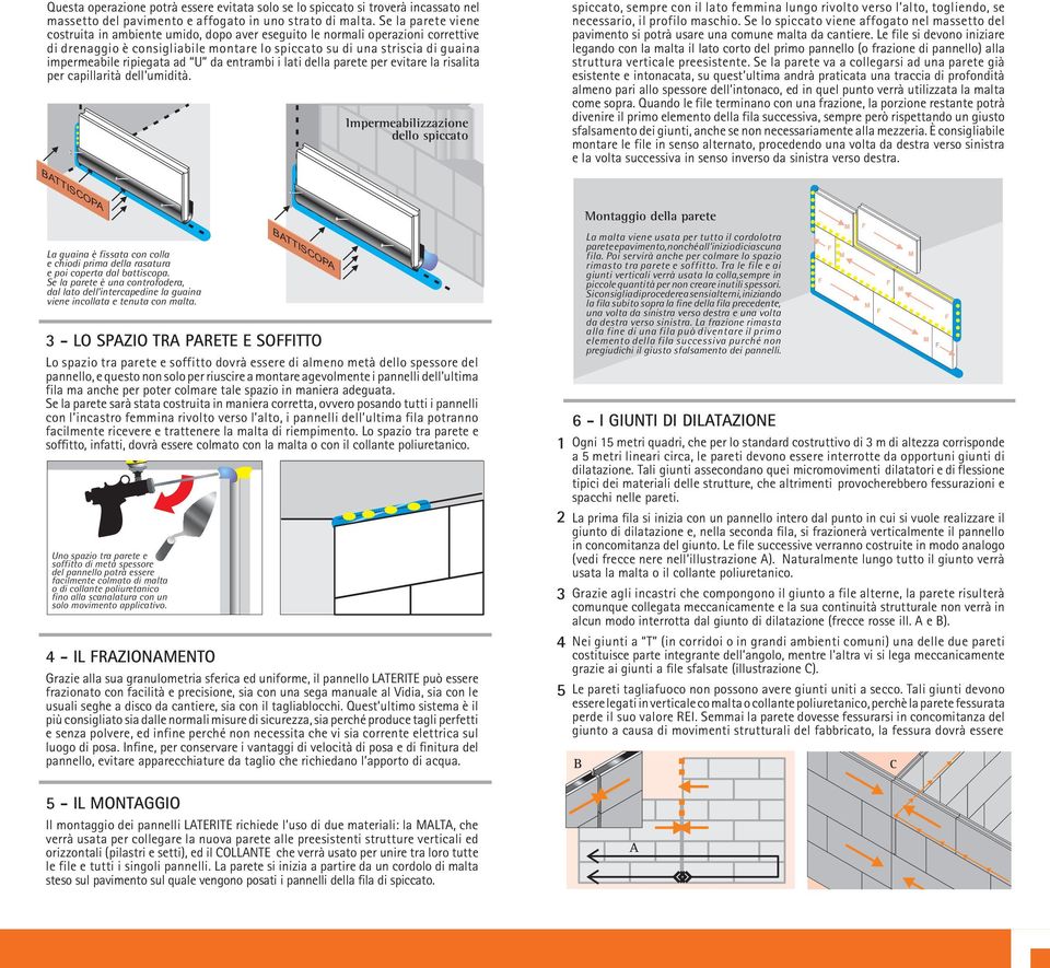 ripiegata ad U da entrambi della parete per evitare la risalita per capillarità dell umidità.