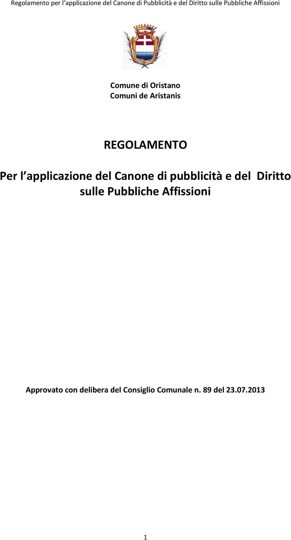 Diritto sulle Pubbliche Affissioni Approvato con