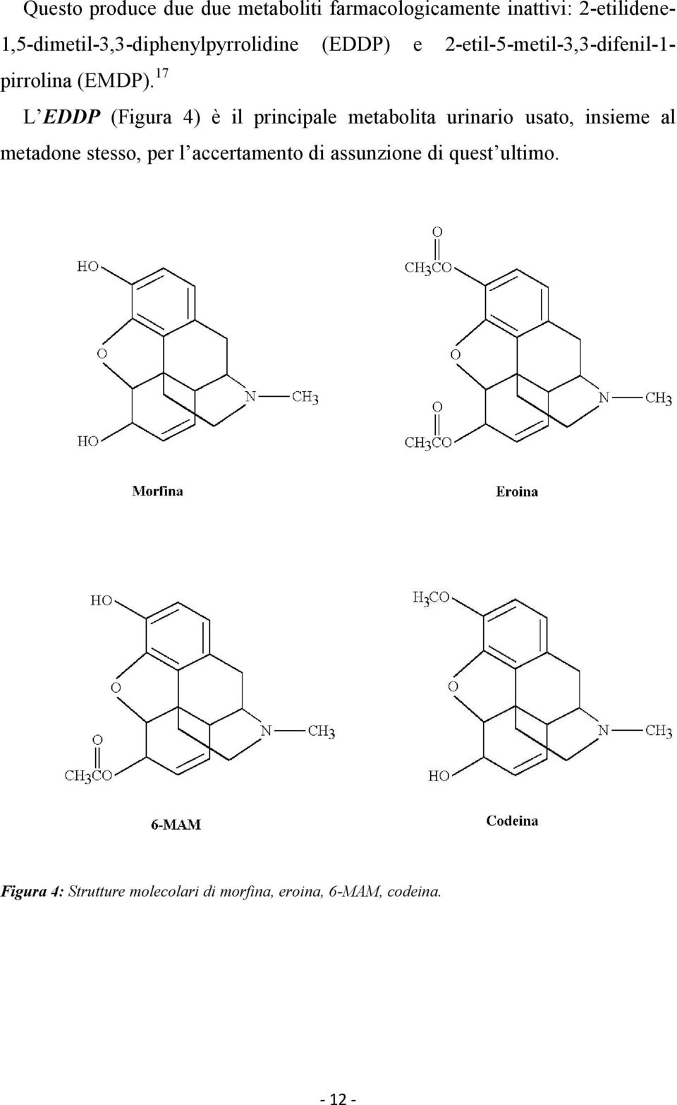 17 L EDDP (Figura 4) è il principale metabolita urinario usato, insieme al metadone stesso, per