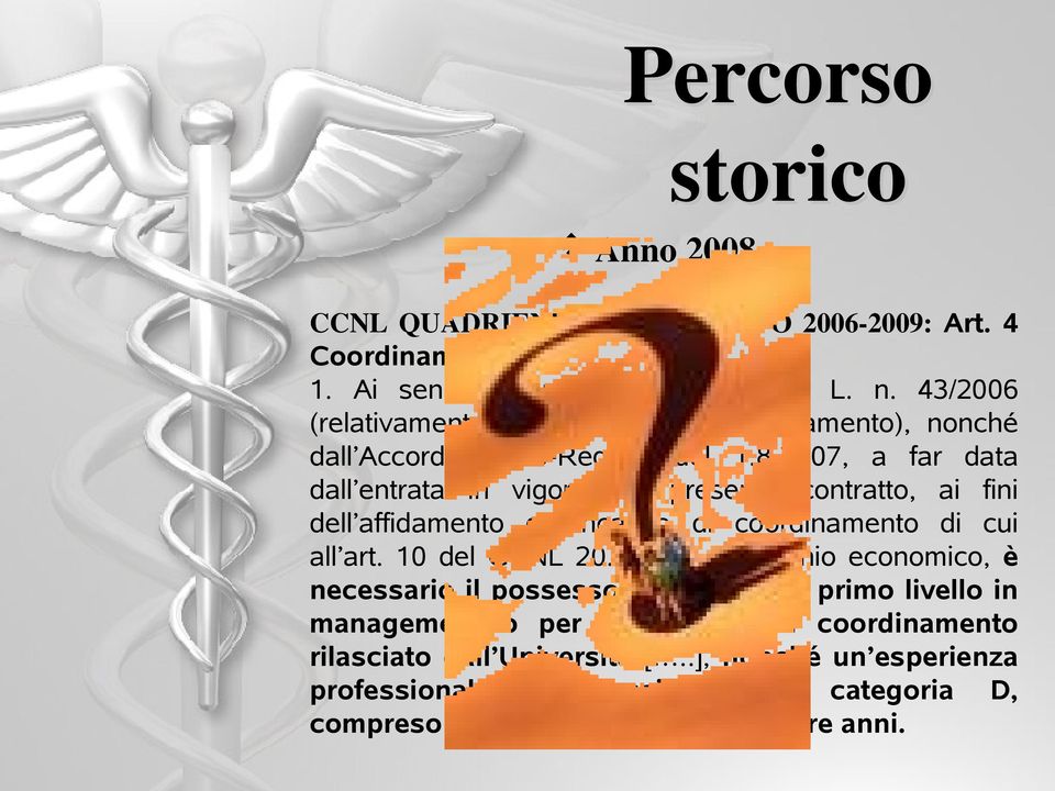 2007, a far data dall entrata in vigore del presente contratto, ai fini dell affidamento dell incarico di coordinamento di cui all art. 10 del CCNL 20.9.