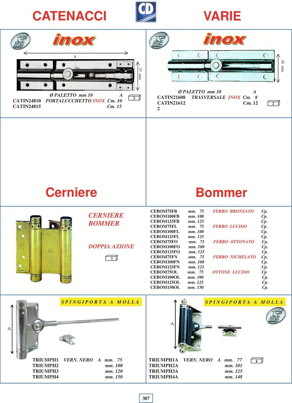 125 Cp. CEBOM75FO mm. 75 FERRO OTTONTO Cp. CEBOM0FO mm. 0 Cp. CEBOM125FO mm. 125 Cp. CEBOM75FN mm. 75 FERRO NICHELTO Cp. CEBOM0FN mm. 0 Cp. CEBOM125FN mm. 125 Cp. CEBOM75OL mm.