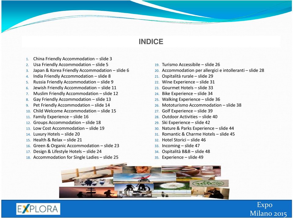 Groups Accommodio slid 18 13. Low Cos Accommodio slid 19 14. Luxury Hols slid 20 15. Hlh & Rlx slid 21 16. Gr & Orgic Accommodio slid 23 17. Dsig & Lifsyl Hols slid 24 18.