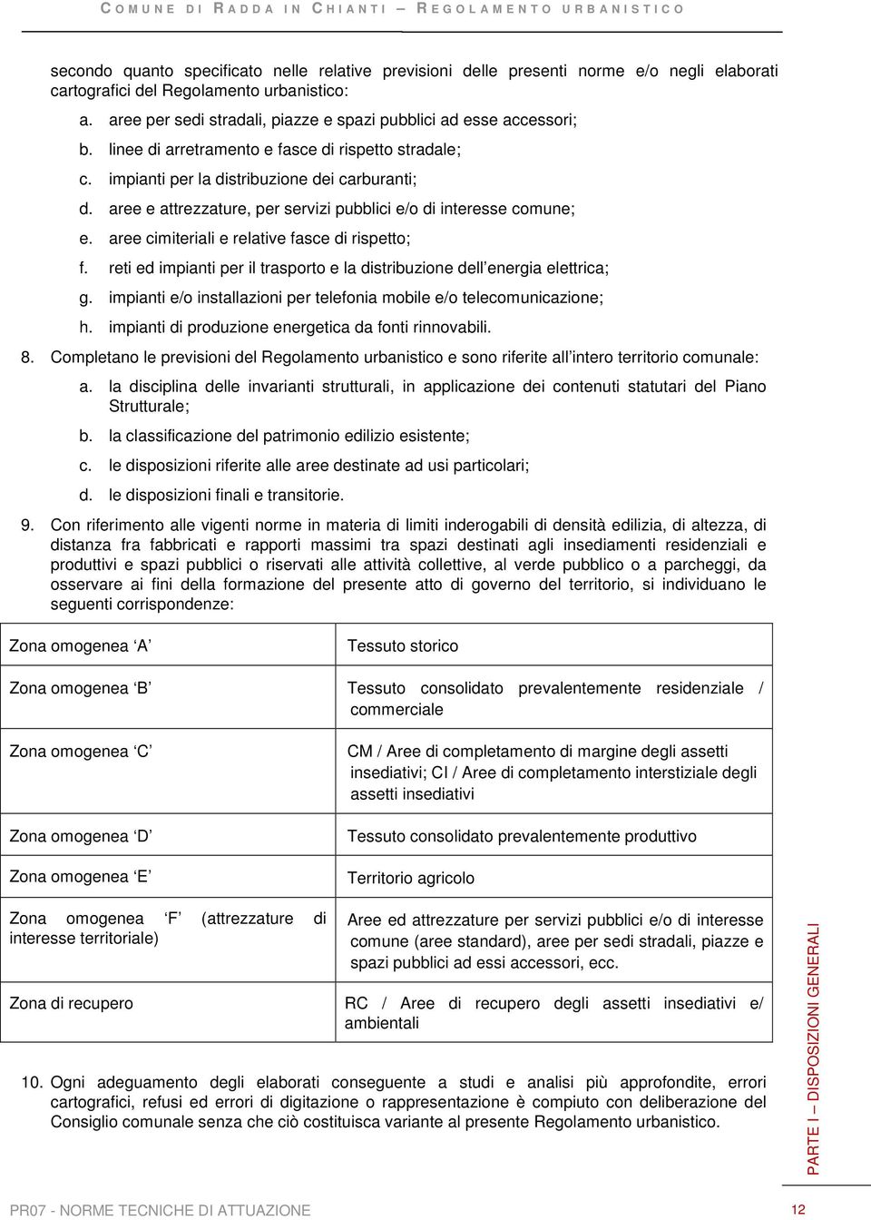 aree e attrezzature, per servizi pubblici e/o di interesse comune; e. aree cimiteriali e relative fasce di rispetto; f. reti ed impianti per il trasporto e la distribuzione dell energia elettrica; g.