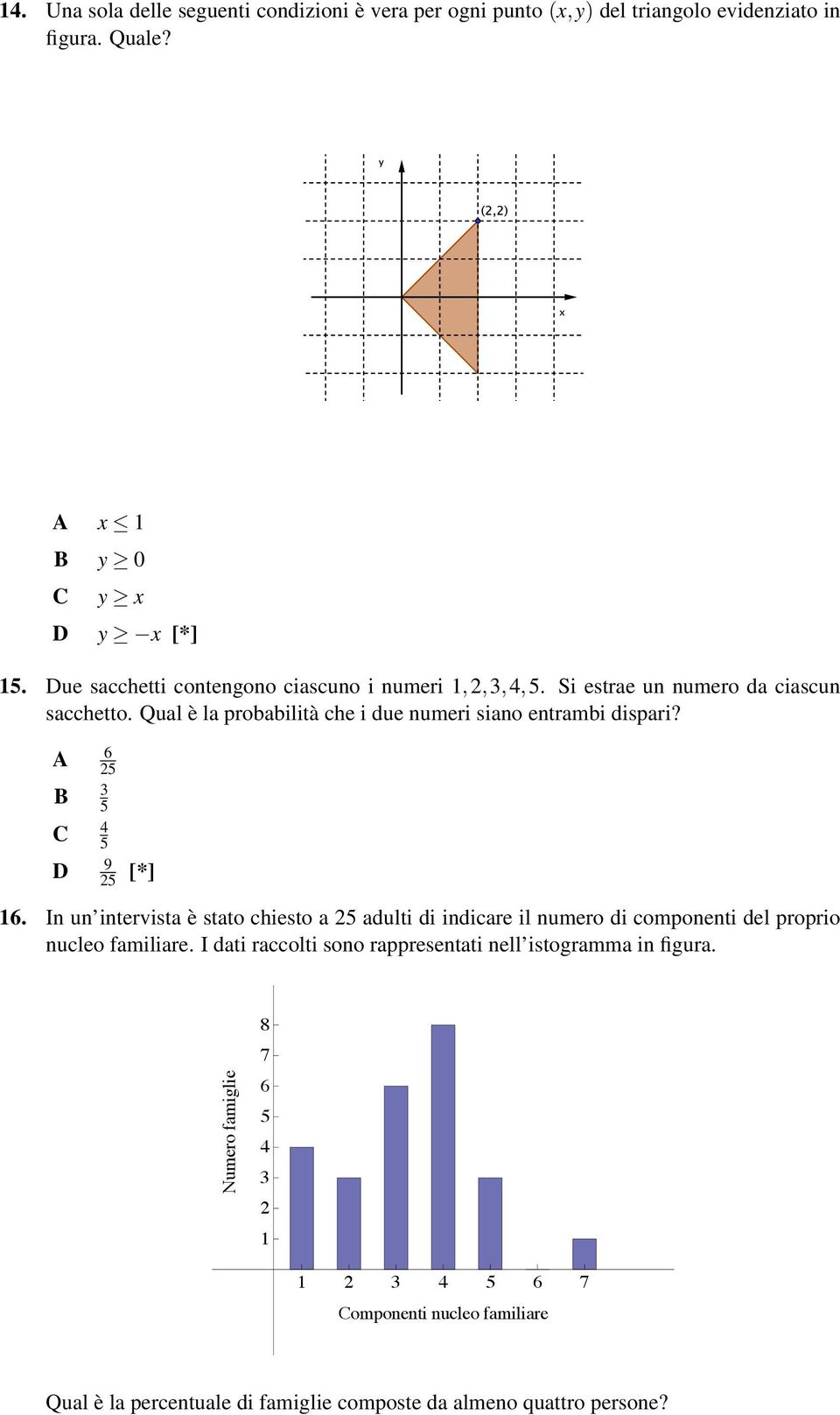 6 25 5 4 5 9 25 [*] 16. In un intervista è stato chiesto a 25 adulti di indicare il numero di componenti del proprio nucleo familiare.