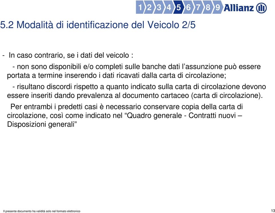 indicato sulla carta di circolazione devono essere inseriti dando prevalenza al documento cartaceo (carta di circolazione).