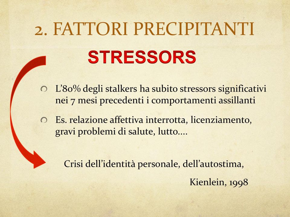 relazione affettiva interrotta, licenziamento, gravi problemi di