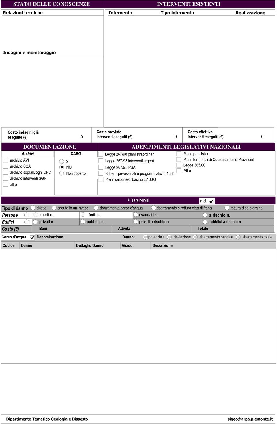 Legge 267/98 piani straordinar Legge 267/98 interventi urgent ADEMPIMENTI LEGISLATIVI NAZIONALI Legge 267/98 PSA Schemi previsionali e programmatici L.183/8 Pianificazione di bacino L.