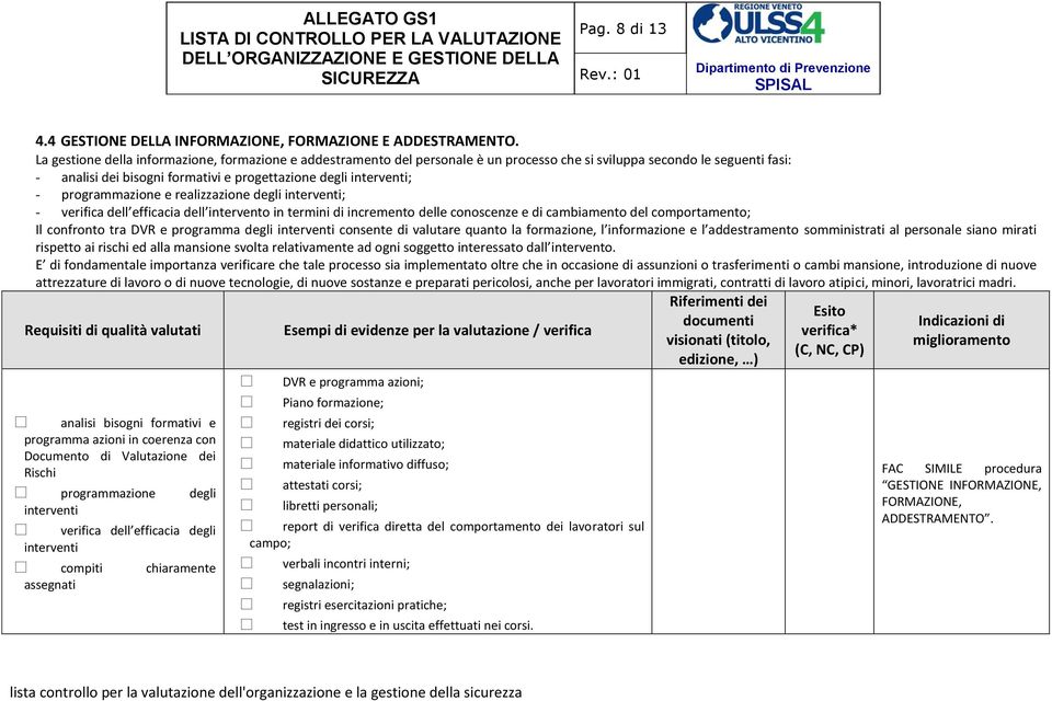 programmazione e realizzazione degli interventi; - verifica dell efficacia dell intervento in termini di incremento delle conoscenze e di cambiamento del comportamento; Il confronto tra DVR e