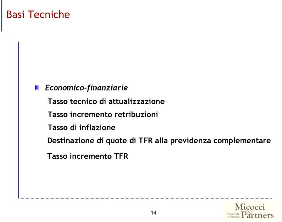 Tasso di inflazione Destinazione di quote di TFR