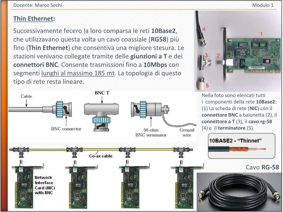 Consente trasmissioni fino a 10Mbps con segmenti lunghi al massimo 185 mt. La topologia di questo tipo di rete resta lineare.