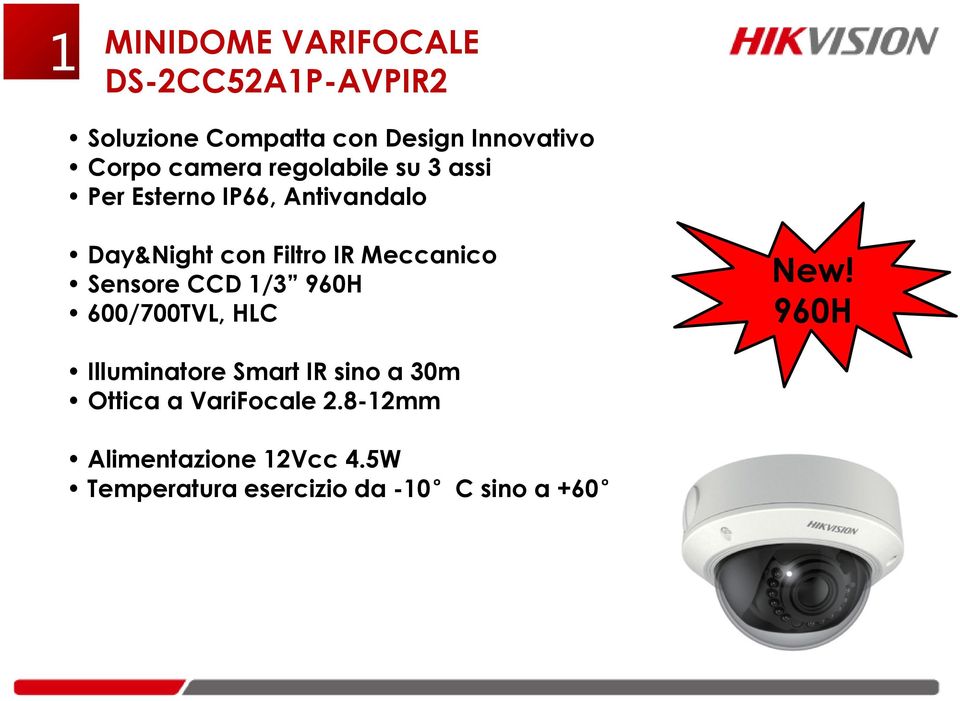 Meccanico Sensore CCD 1/3 960H 600/700TVL, HLC New!