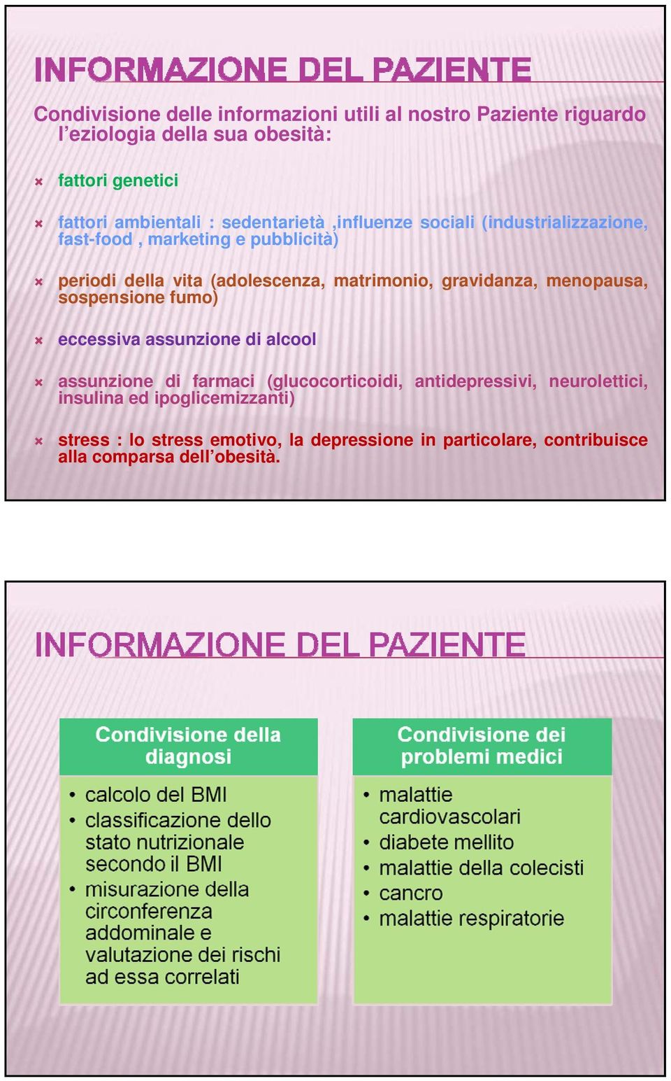 gravidanza, menopausa, sospensione fumo) eccessiva assunzione di alcool assunzione di farmaci (glucocorticoidi, antidepressivi,