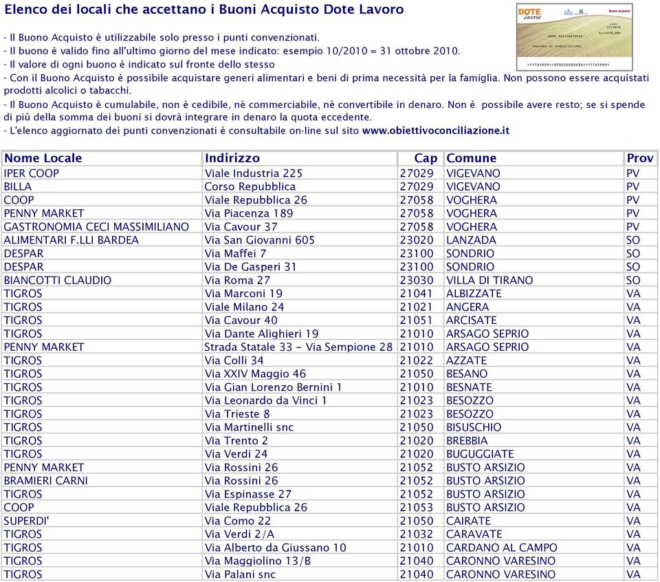 LLI BARDEA Via San Giovanni 605 23020 LANZADA SO DESPAR Via Maffei 7 23100 SONDRIO SO DESPAR Via De Gasperi 31 23100 SONDRIO SO BIANCOTTI CLAUDIO Via Roma 27 23030 VILLA DI TIRANO SO TIGROS Via