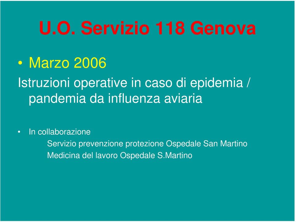 aviaria In collaborazione Servizio prevenzione