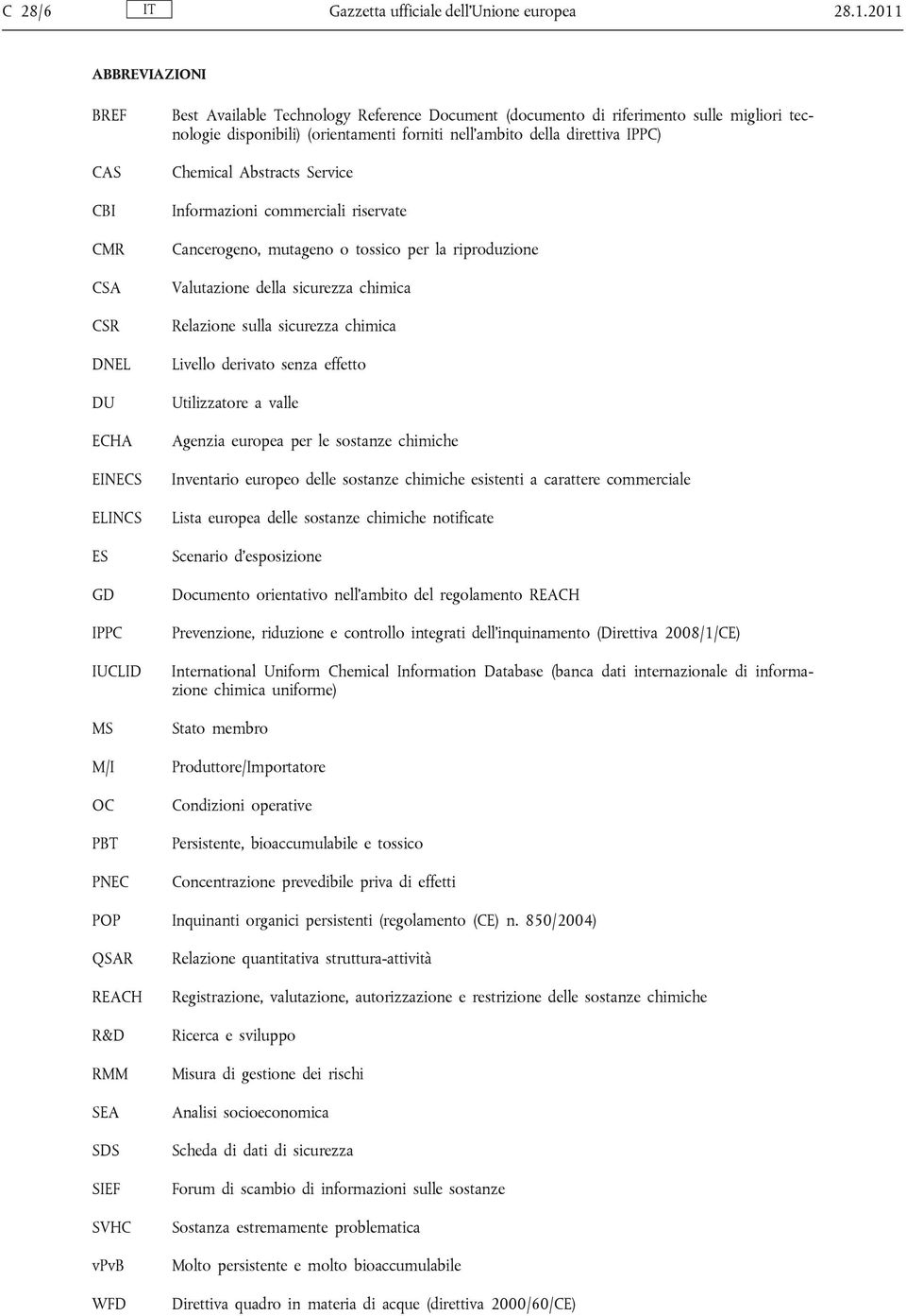 tecnologie disponibili) (orientamenti forniti nell ambito della direttiva IPPC) Chemical Abstracts Service Informazioni commerciali riservate Cancerogeno, mutageno o tossico per la riproduzione