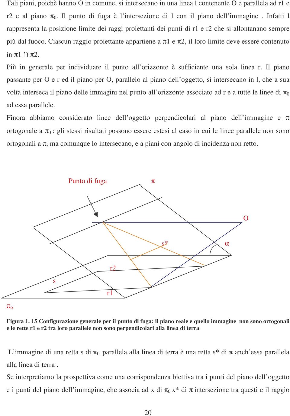 Cascu raggo proettate appartee a π1 e π, l loro lmte dee essere coteuto π1 Pù geerale per dduare l puto all orzzote è suffcete ua sola lea r.