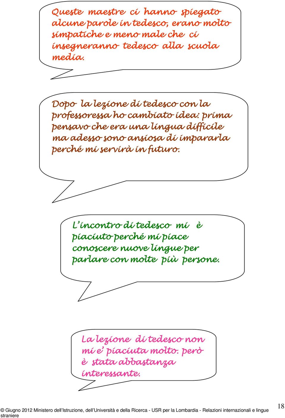 Dopo la lezione di tedesco con la professoressa ho cambiato idea: prima pensavo che era una lingua difficile ma adesso sono