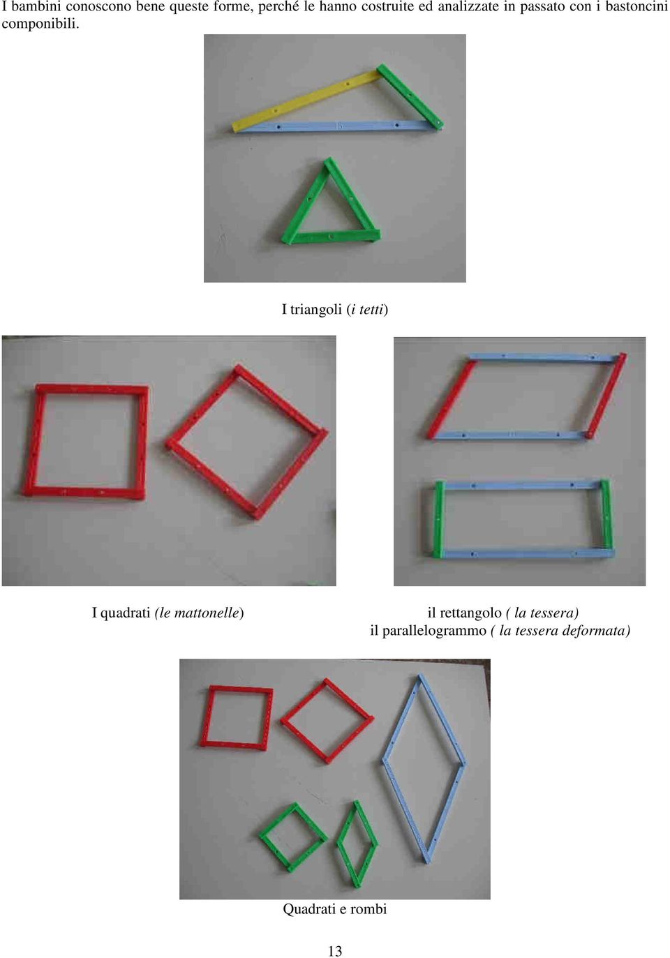 I triangoli (i tetti) I quadrati (le mattonelle) il rettangolo (