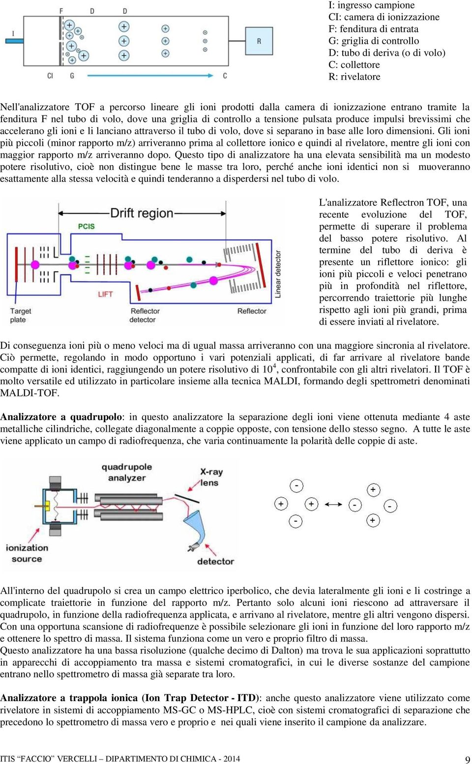 lanciano attraverso il tubo di volo, dove si separano in base alle loro dimensioni.