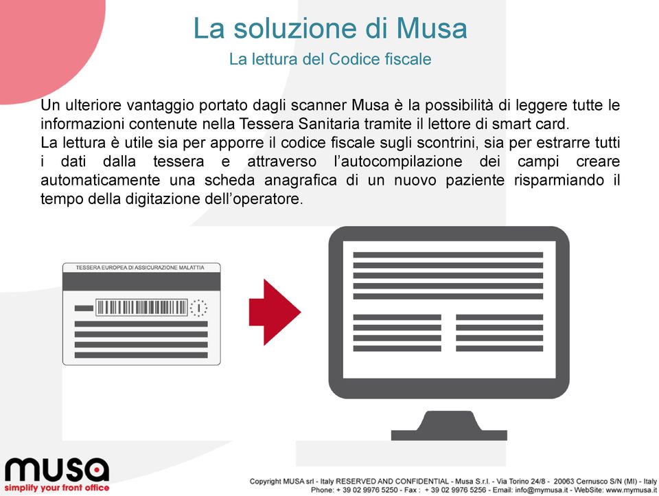 La lettura è utile sia per apporre il codice fiscale sugli scontrini, sia per estrarre tutti i dati dalla tessera e