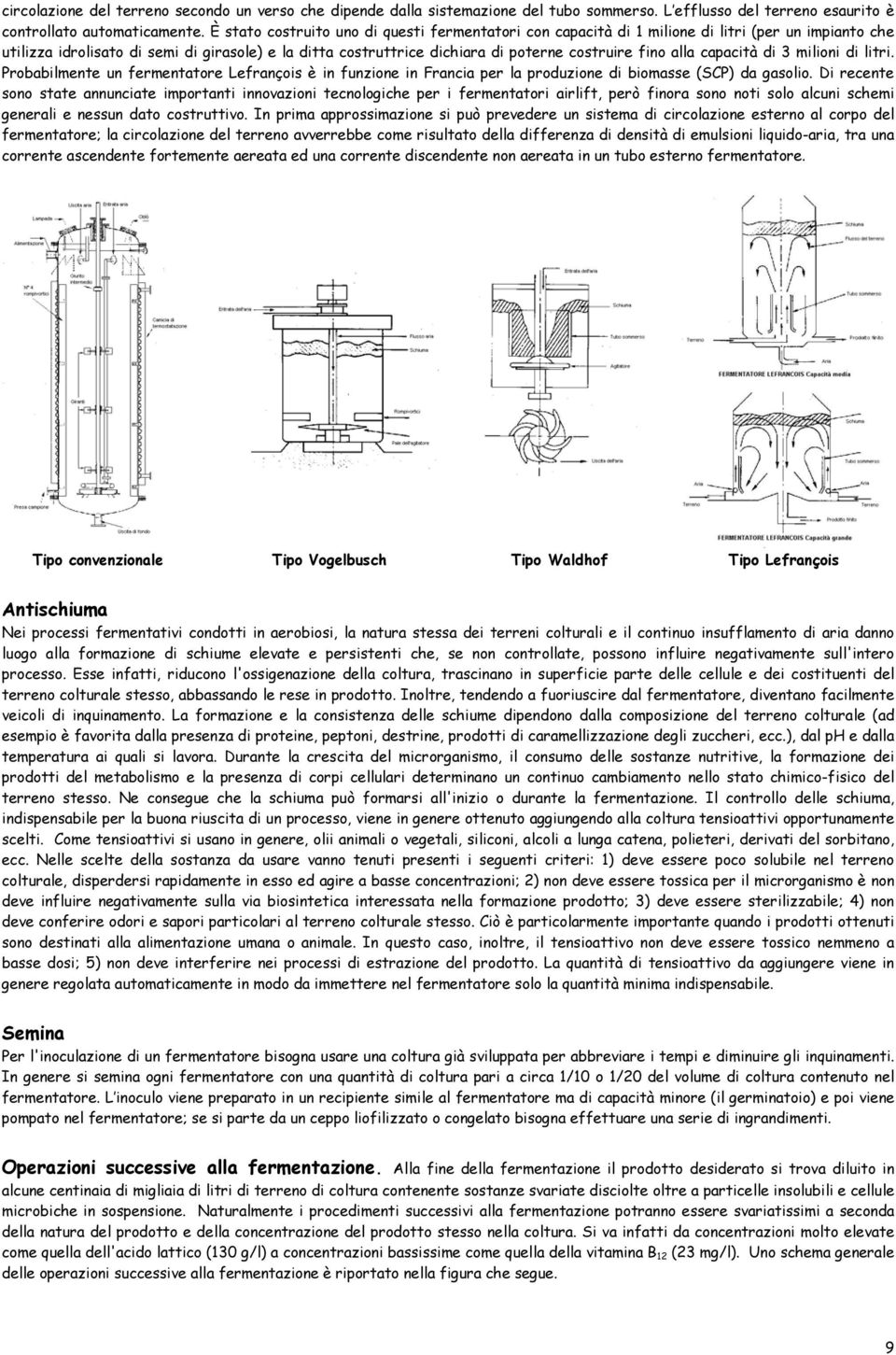 milioni di liri. Probabilmene un fermenaore Lefrançois è in funzione in Francia per la produzione di biomasse (SCP) da gasolio.