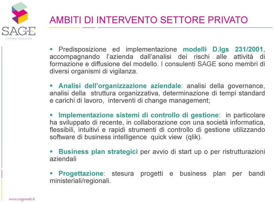 Analisi dell organizzazione aziendale: analisi della governance, analisi della struttura organizzativa, determinazione di tempi standard e carichi di lavoro, interventi di change management;