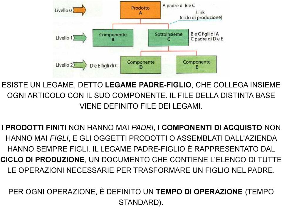 I PRODOTTI FINITI NON HANNO MAI PADRI, I COMPONENTI DI ACQUISTO NON HANNO MAI FIGLI, E GLI OGGETTI PRODOTTI O ASSEMBLATI DALL'AZIENDA HANNO