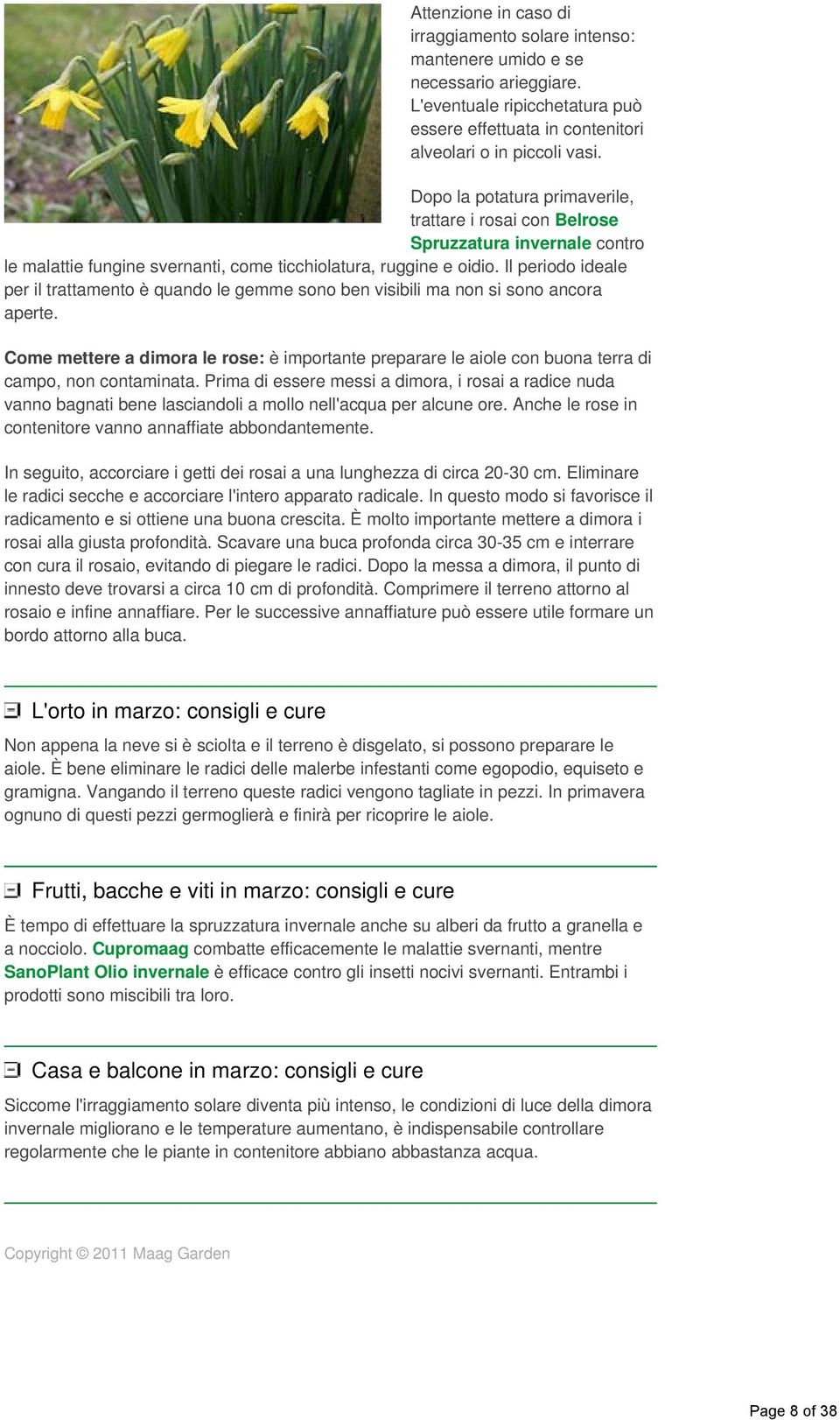 Il periodo ideale per il trattamento è quando le gemme sono ben visibili ma non si sono ancora aperte.